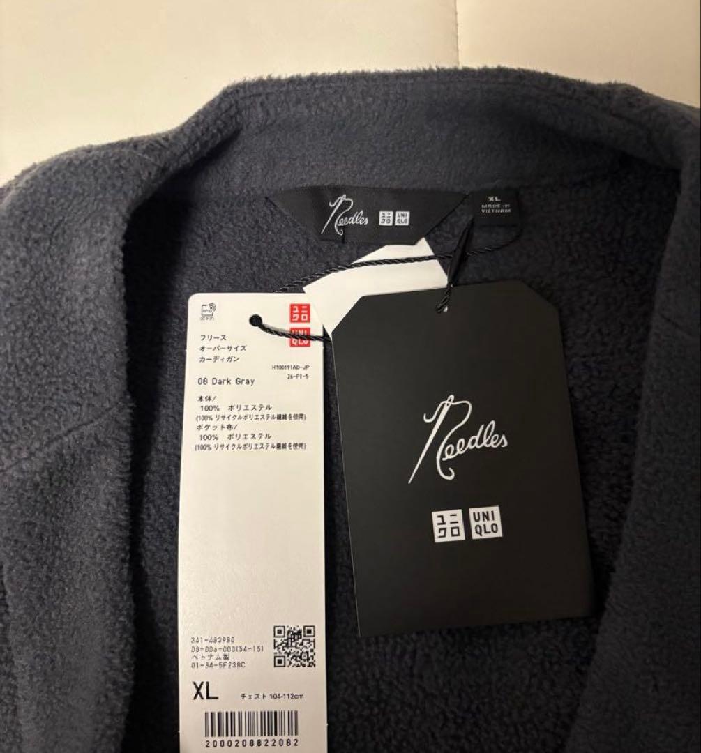 新品 UNIQLO × NEEDLES フリースオーバーサイズカーディガン XL