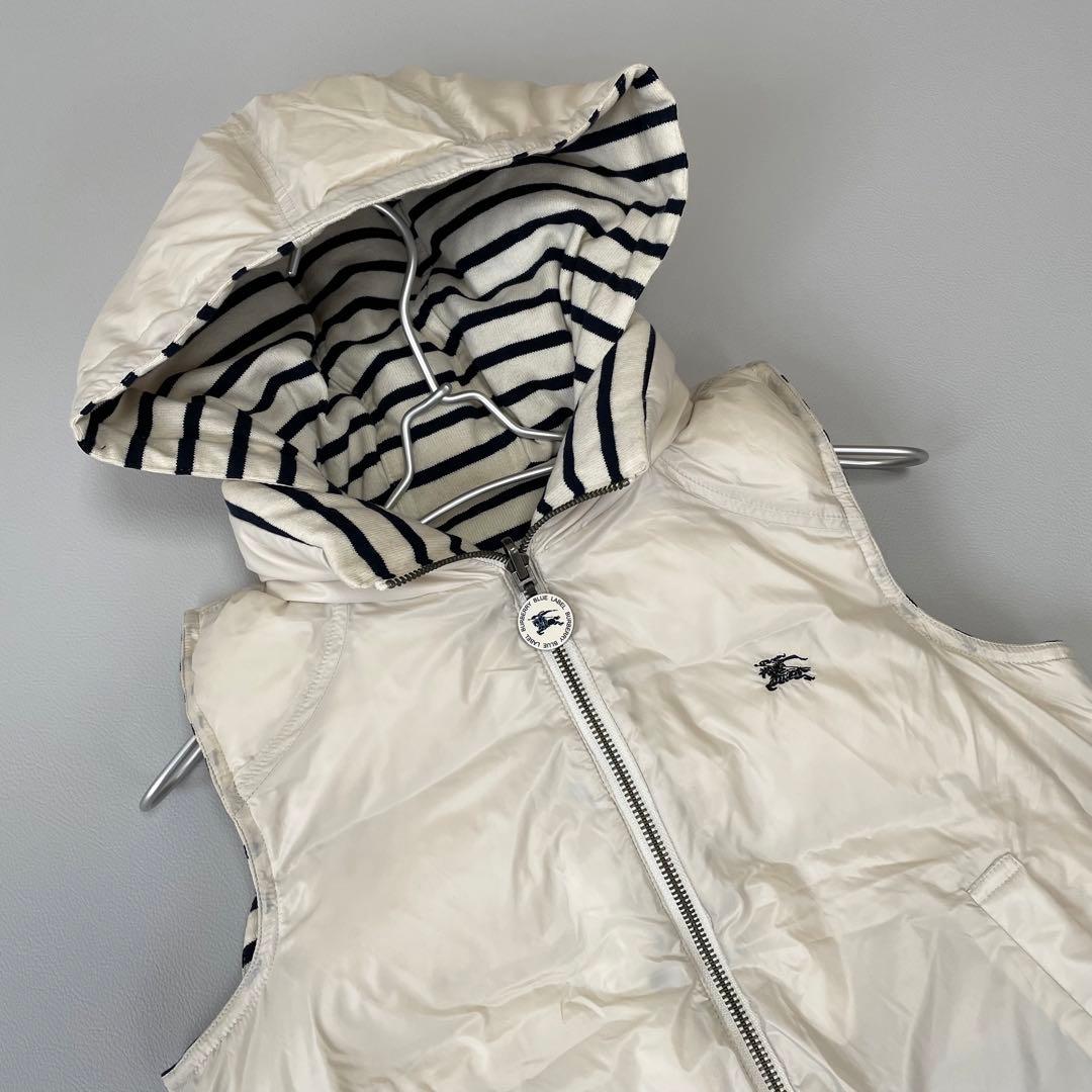 美品✨バーバリーブルーレーベル リバーシブル ダウンベスト 水鳥天然羽毛 M