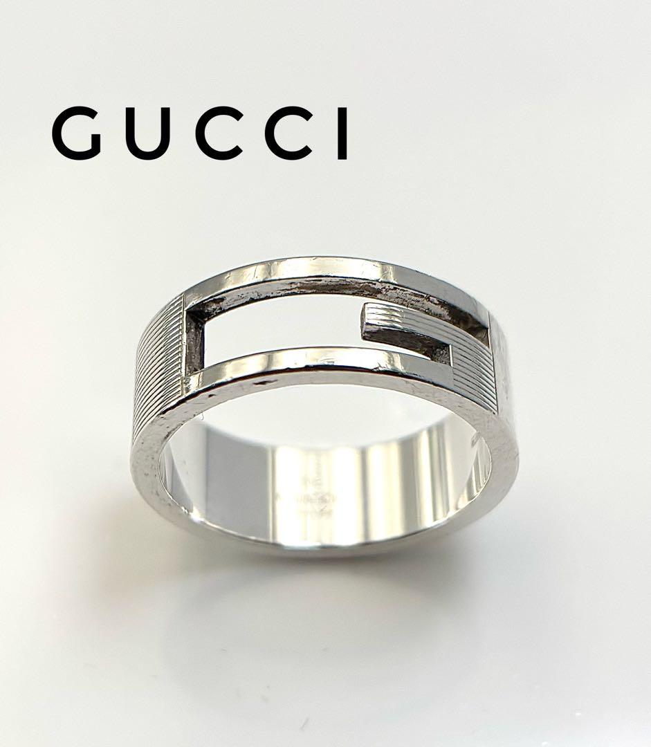 グッチ GUCCI シルバー925製 ブランデッド カットアウト Gリング 25