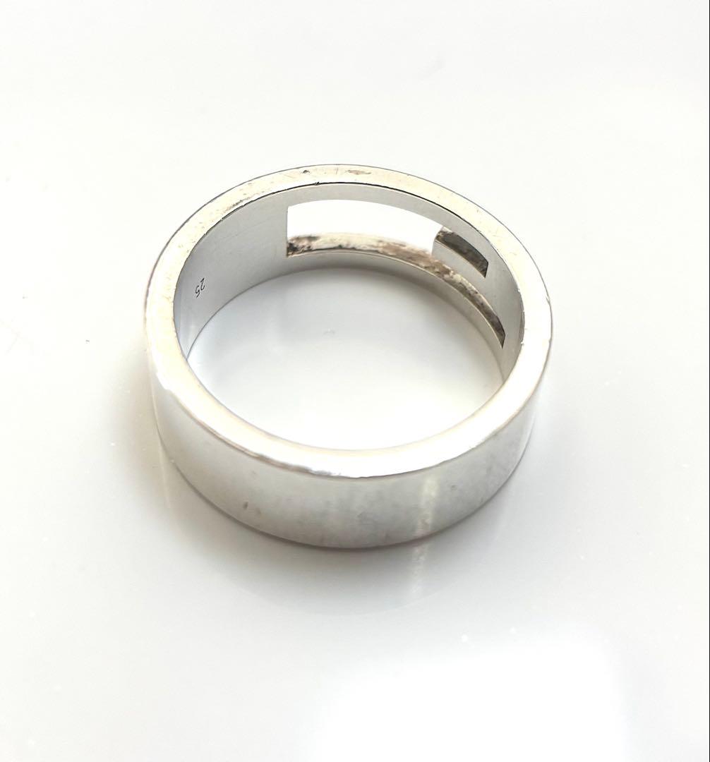 グッチ GUCCI シルバー925製 ブランデッド カットアウト Gリング 25