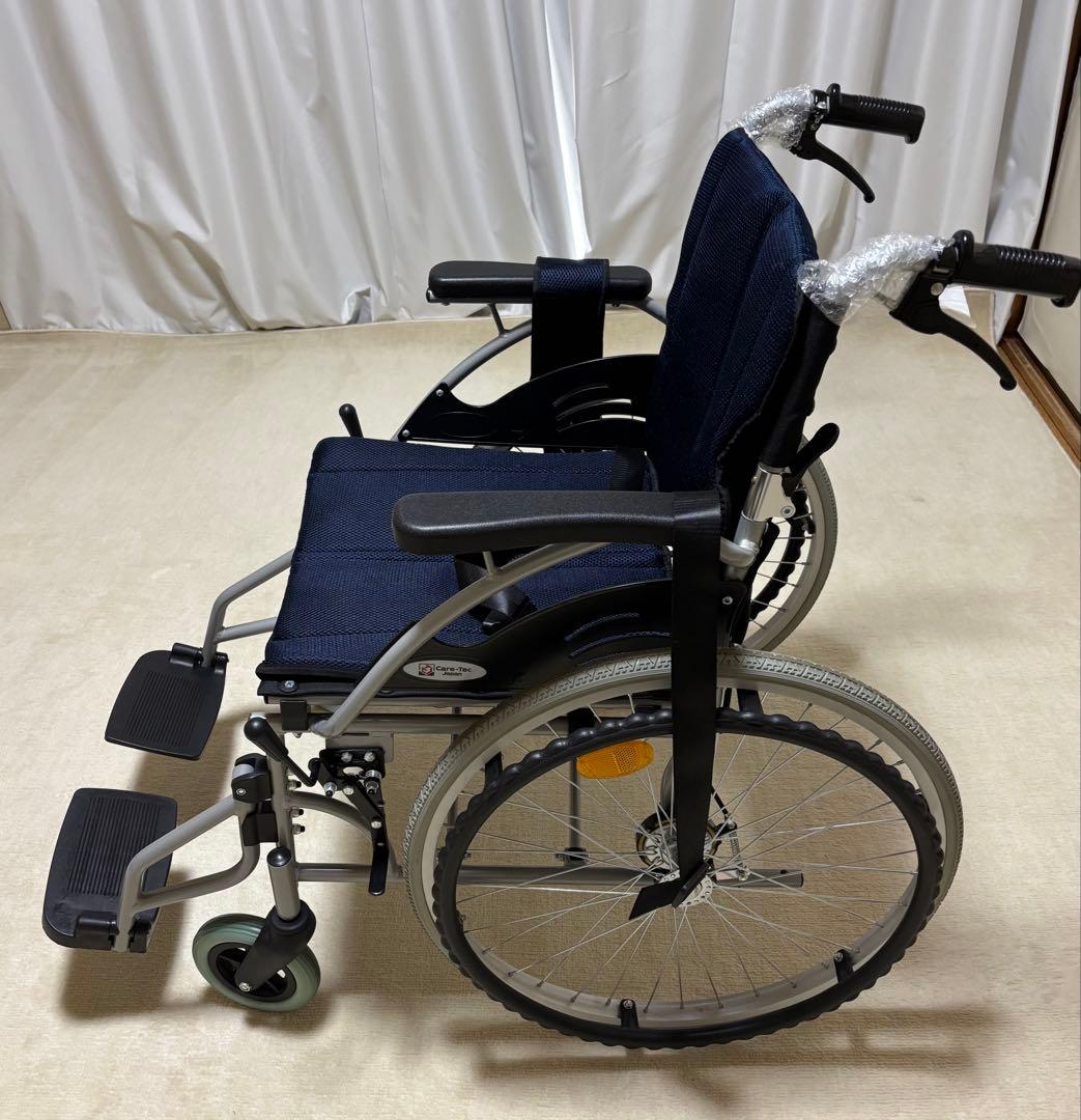 軽量アルミフレーム 自走・介助用車椅子ネイビー