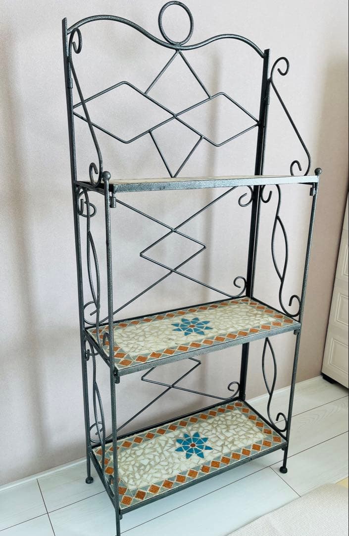 アイアンシェルフ　モザイク模様3段（引き取り歓迎）