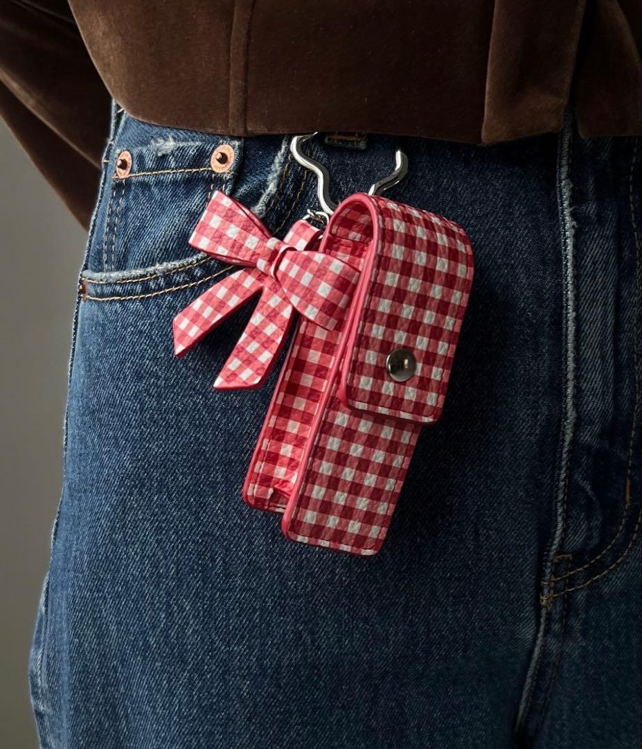 限定タイムセール‼️あさぎーにょ poppy Charm lip caseギンガム