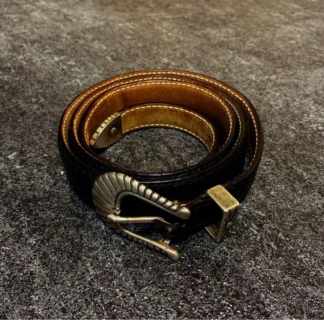 ADRIANO MENEGHETTI レザーベルト 95 ウエスタンベルト