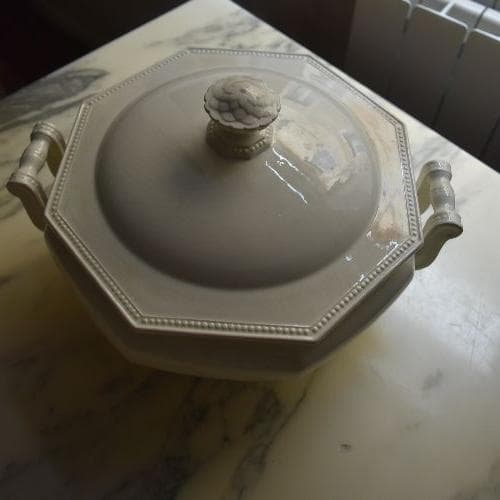 訳有　クレイユモントロー　オクトゴナル　スーピエ　印有　フランスアンティーク金継