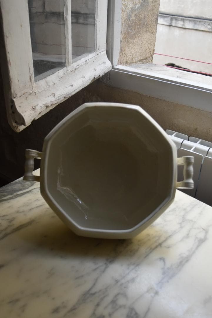 訳有　クレイユモントロー　オクトゴナル　スーピエ　印有　フランスアンティーク金継