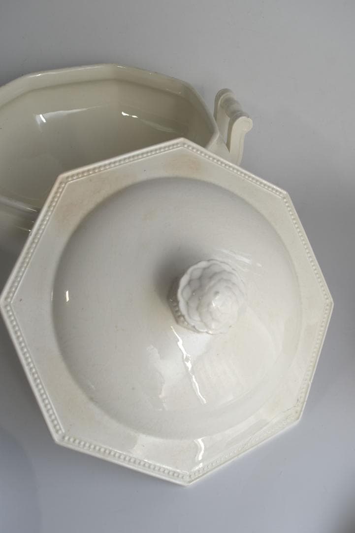 訳有　クレイユモントロー　オクトゴナル　スーピエ　印有　フランスアンティーク金継