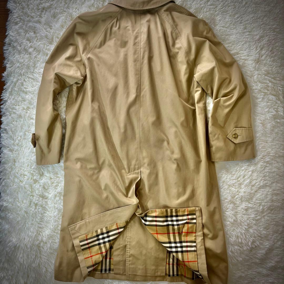 【良品】バーバリーズ・ステンカラーコート・ノバチェック・ベージュ・XL相当