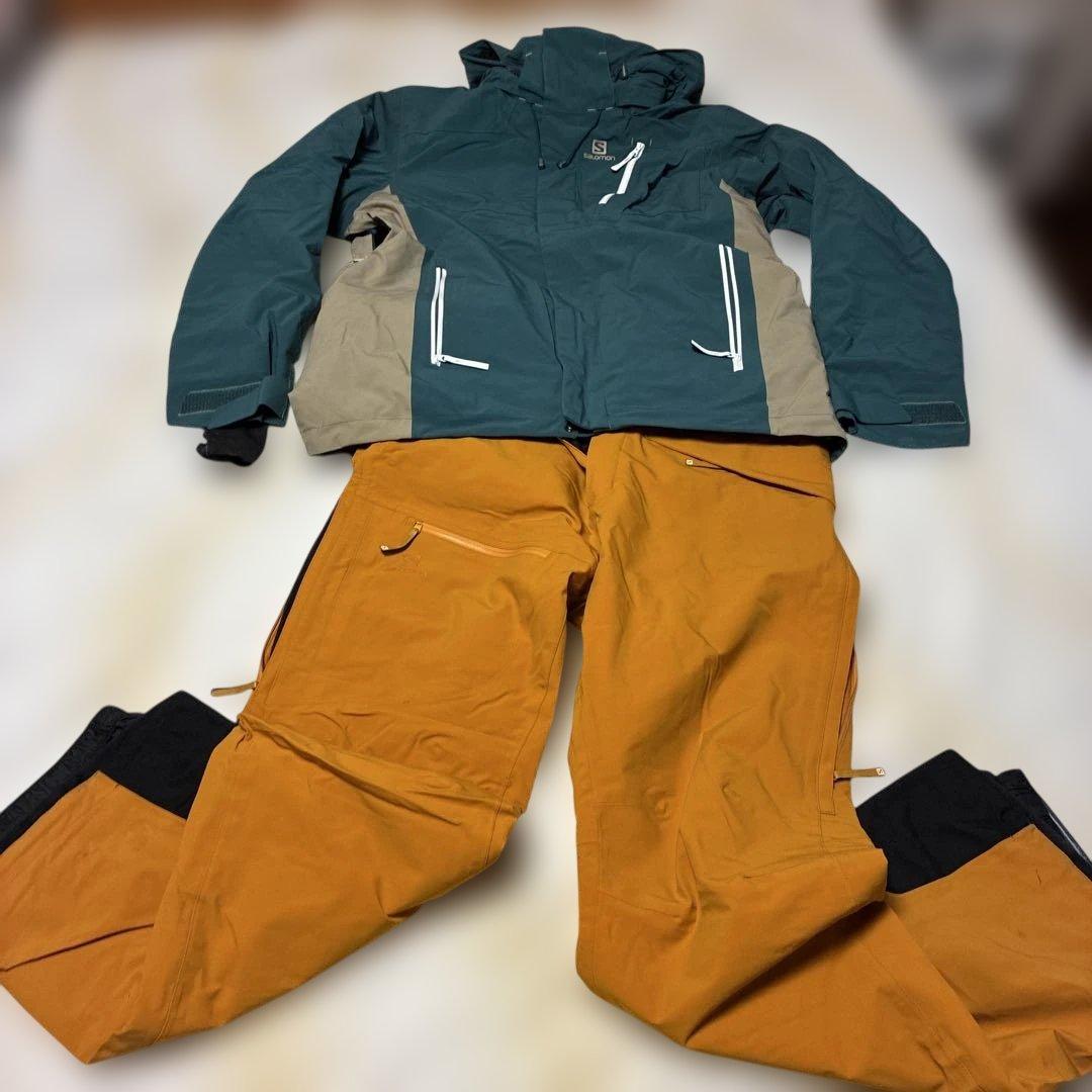 スキースノーボード　サロモンウェア ダークグリーン/オレンジパンツ