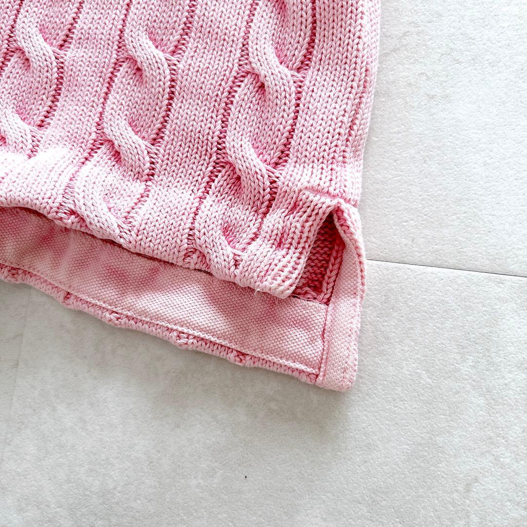 現行✨人気　ポロラルフローレンケーブルニットポロシャツピンクポニー刺繍希少サイズ
