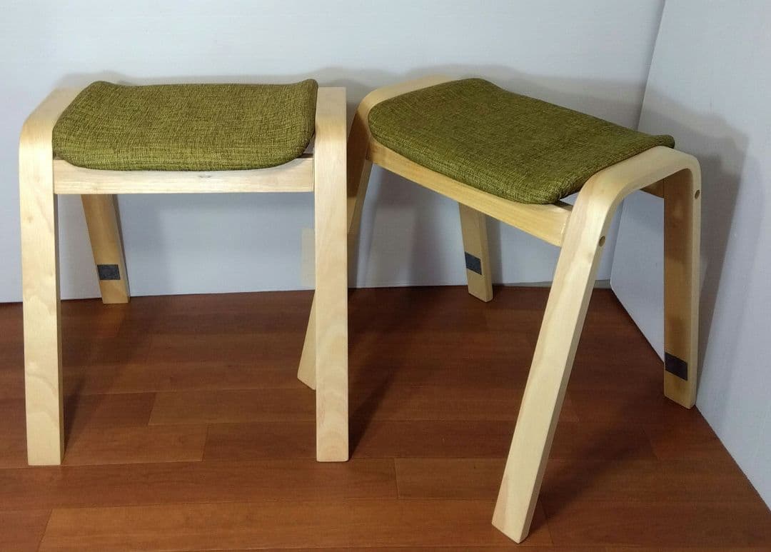 未使用　スタッキングスツール　VH-7920 ナチュラル×グリーン　2脚セット
