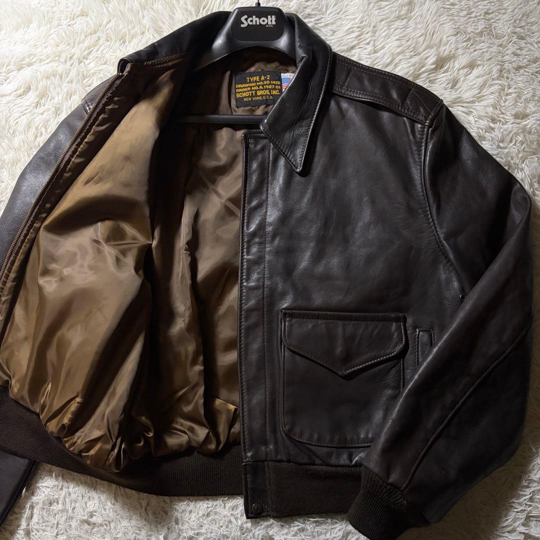 美品■schott フライトジャケット　A-2 131 ブラウン　本革　42