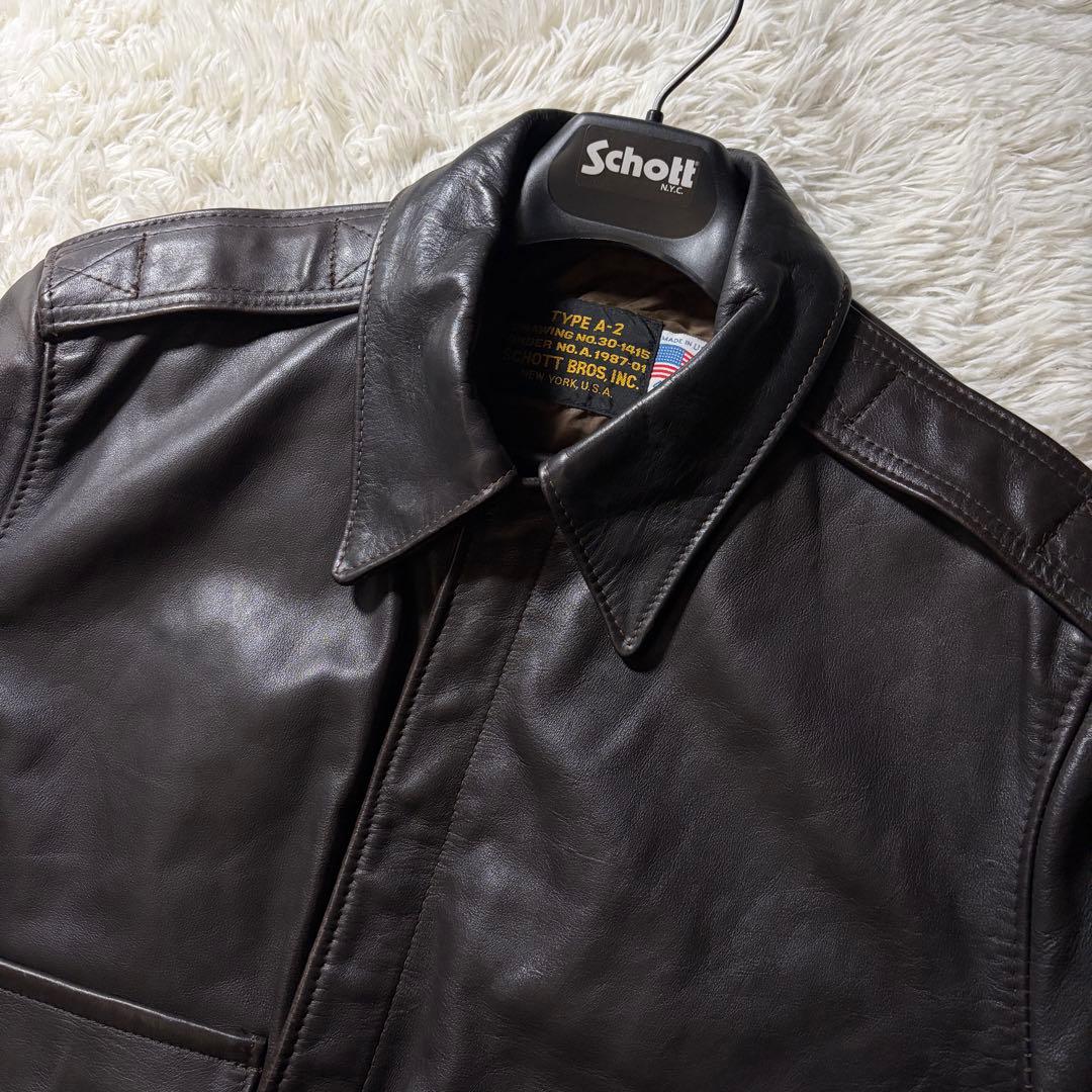 美品■schott フライトジャケット　A-2 131 ブラウン　本革　42