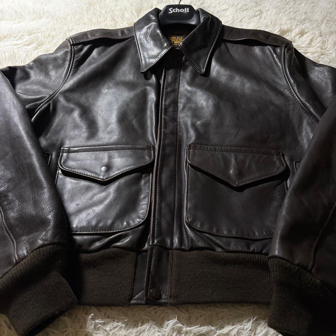 美品■schott フライトジャケット　A-2 131 ブラウン　本革　42