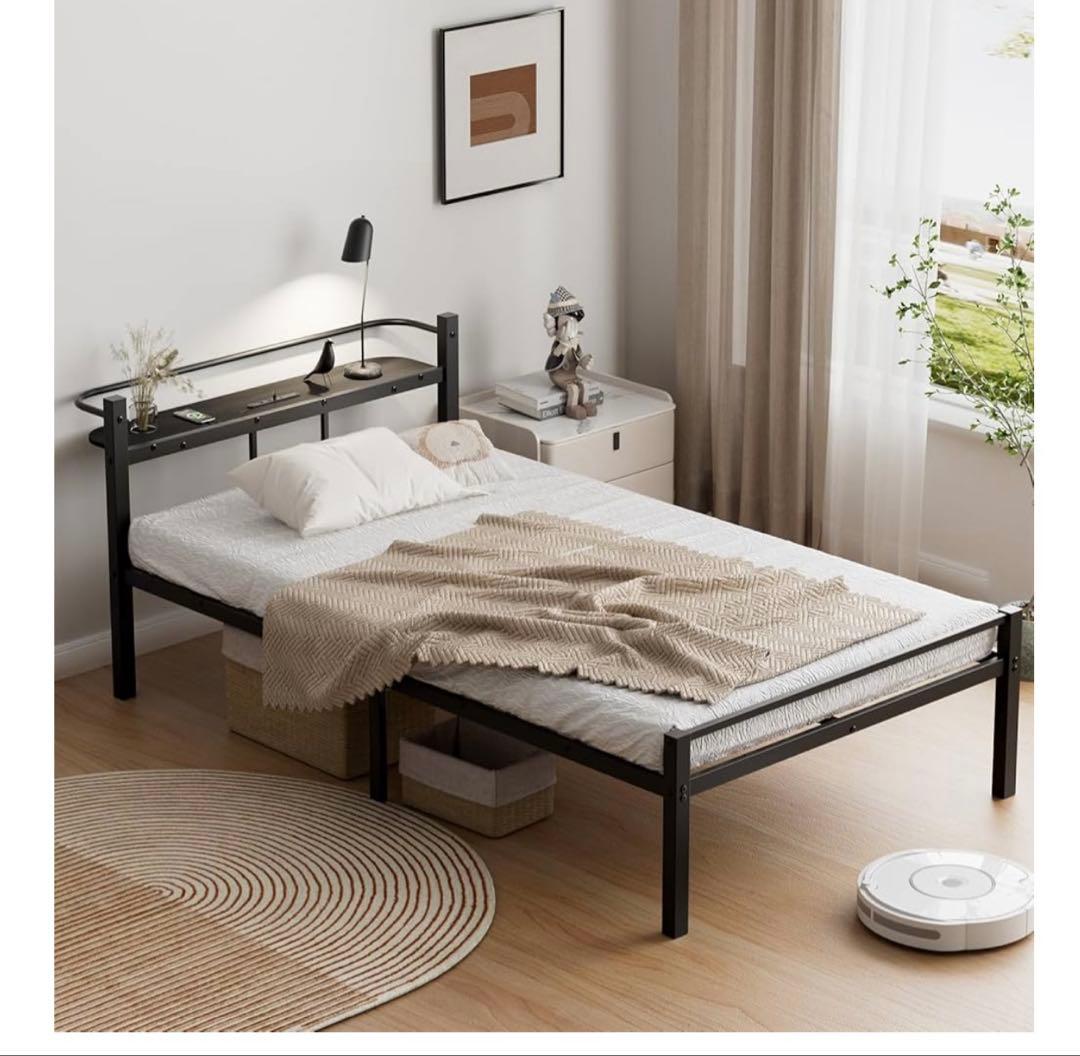 ベッドフレーム シングル ベッド 宮棚 2口コンセント