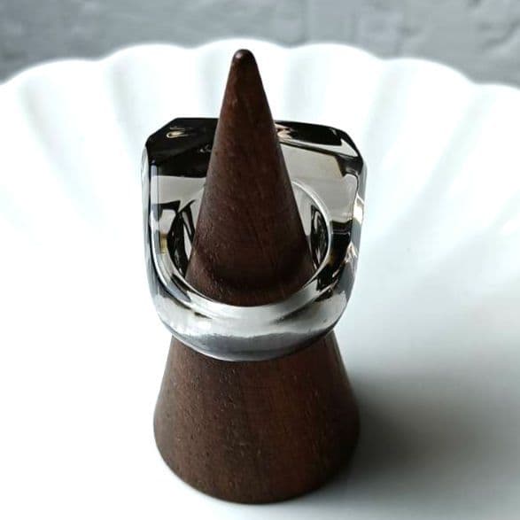 ♦2/2迄♦【美品】バカラ ルクソール リング クリスタル 指輪 グレー 10号