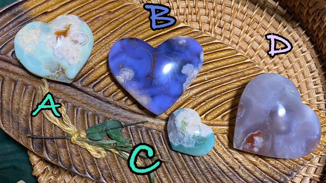 ⭐so ⭐ブルー フラワー アゲート★桜瑪瑙★ぷっくり ハート★大き他