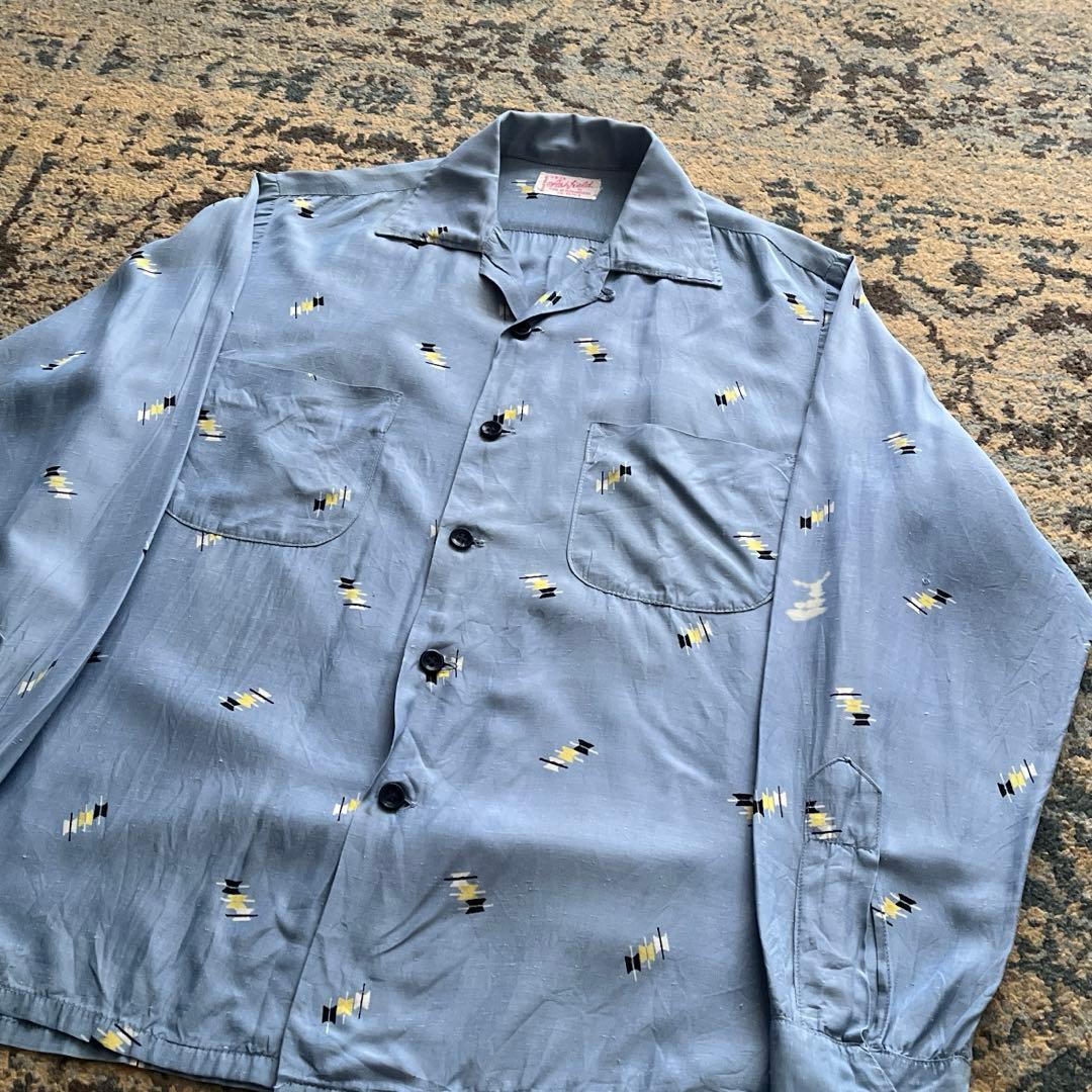 50s レーヨン シャツ アトミック カスリ ヴィンテージ 検 60s