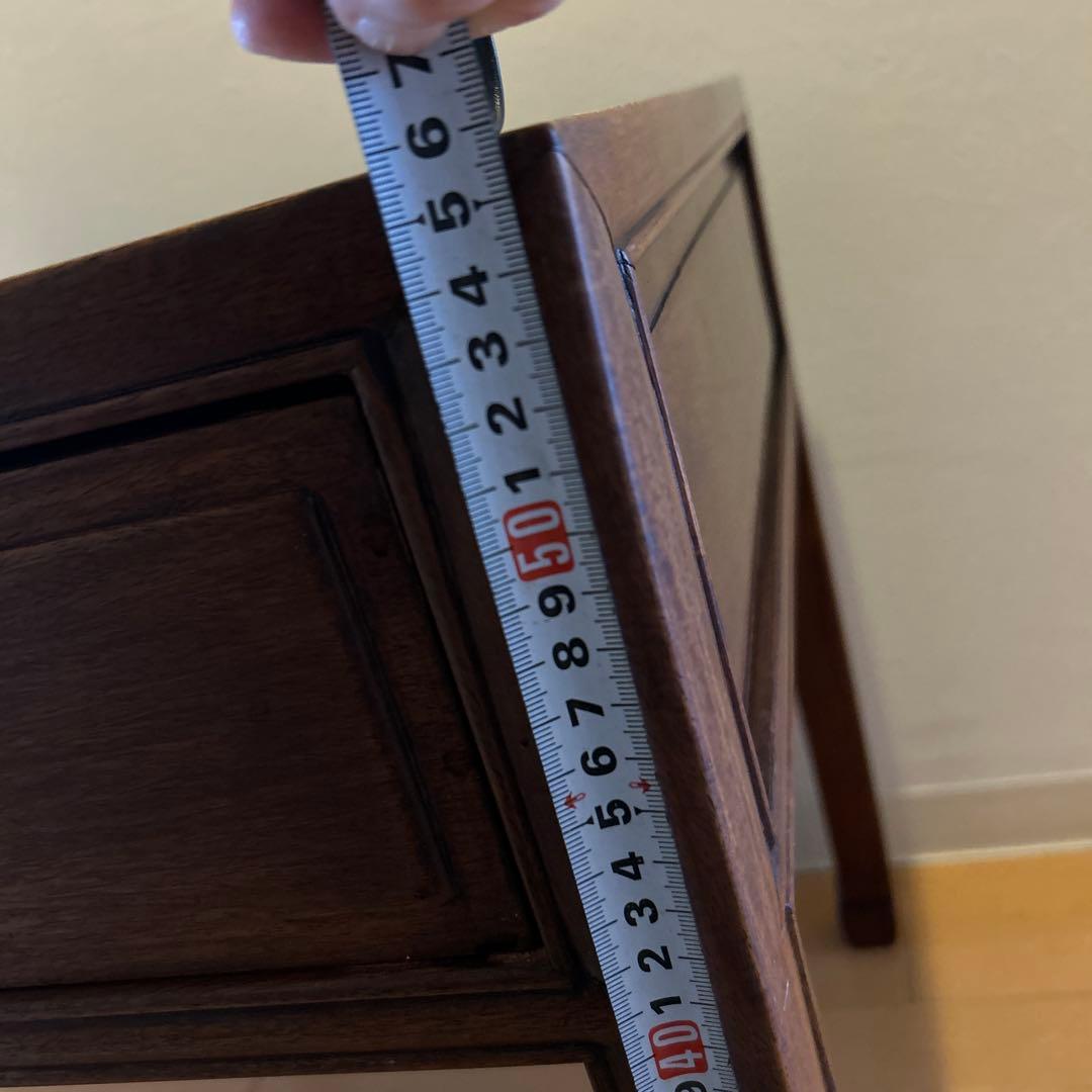 中国美術 唐木家具 サイドテーブル 花台 飾り台 アンティーク　引き出し