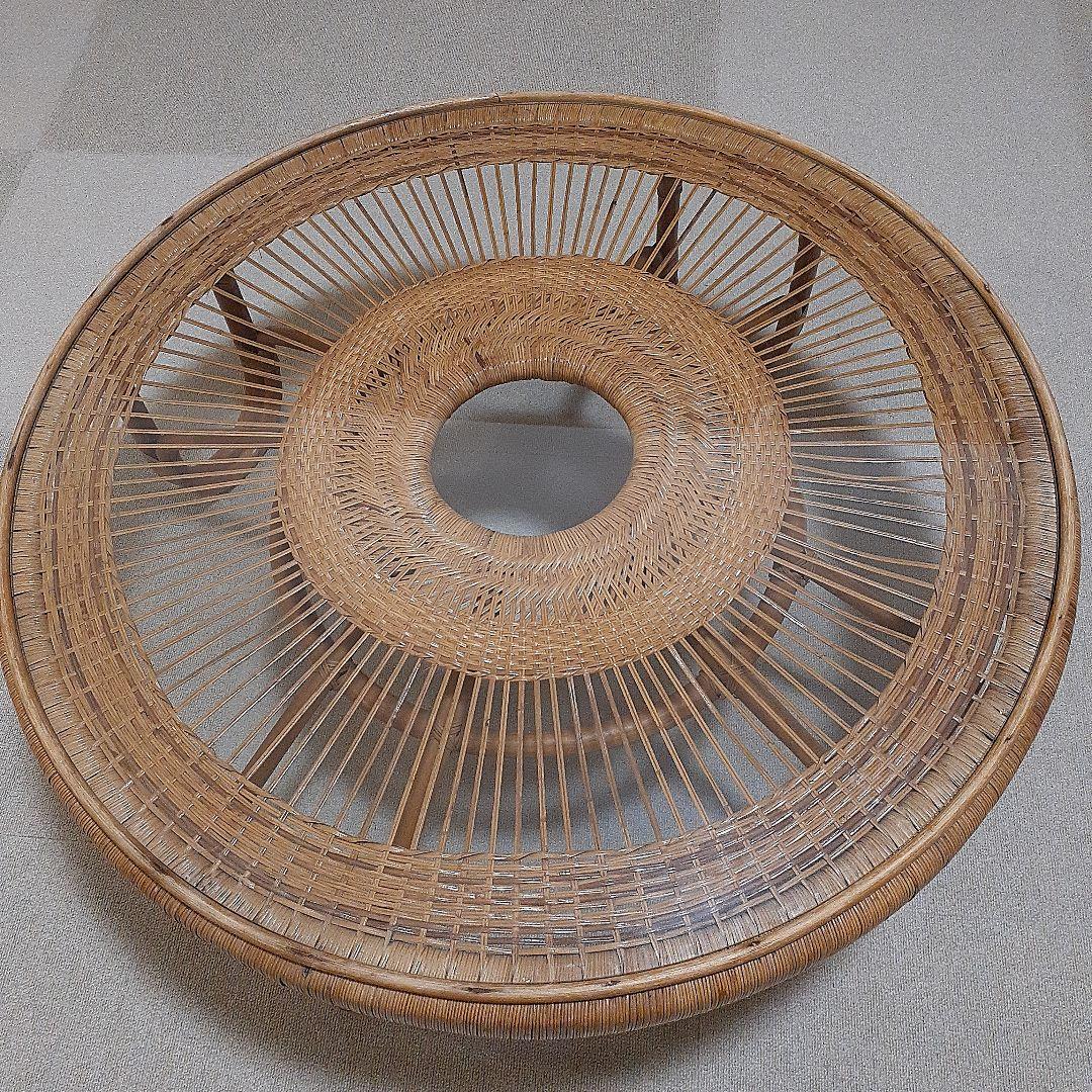 レトロ＊ラタンガラス テーブル