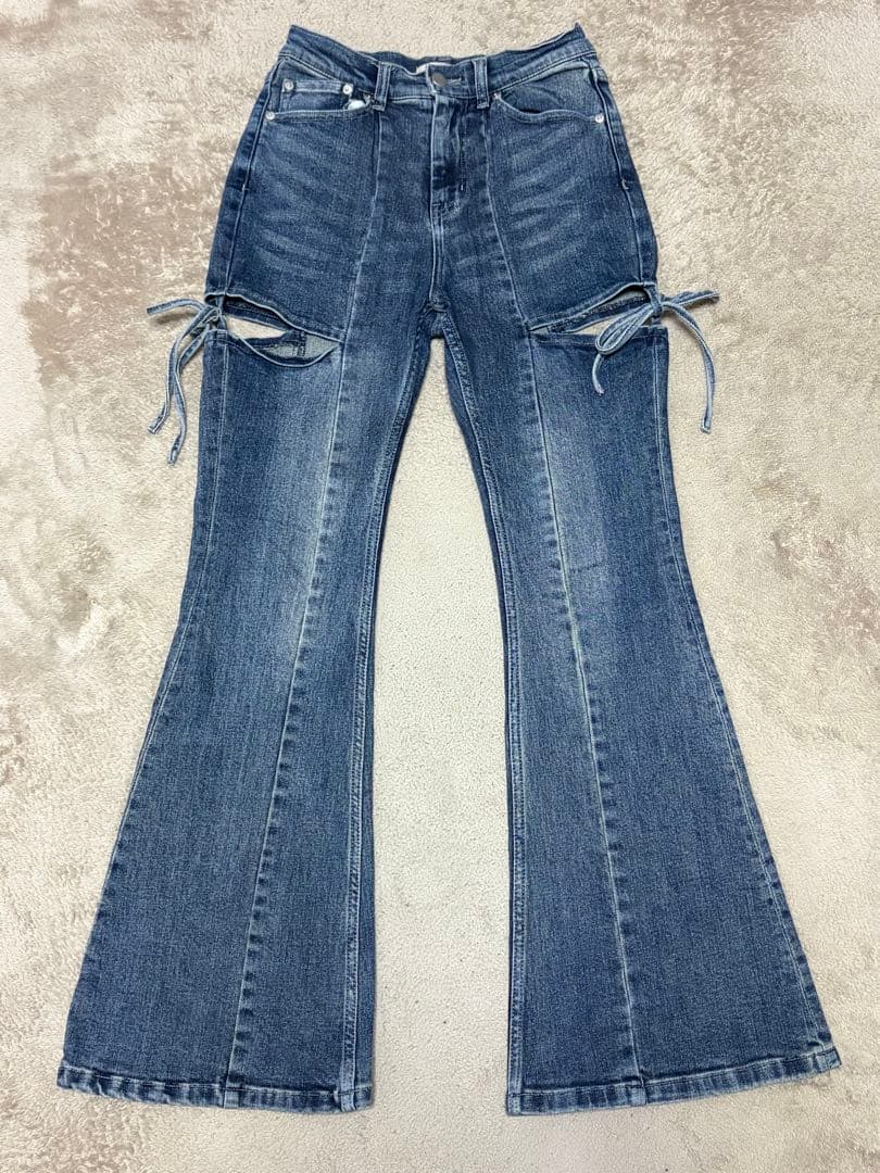 RESEXXY リゼクシー カットアウトリボンデニム インディゴ S