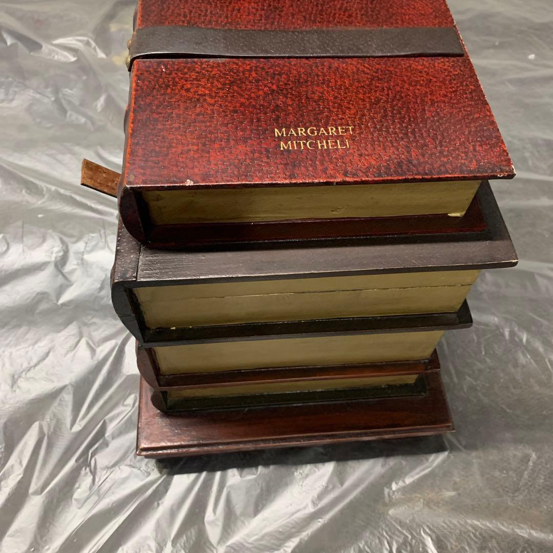 中古アンティーク調 洋書スタイル小物入れ 木製箱 ヴィンテージ風 サイドチェスト
