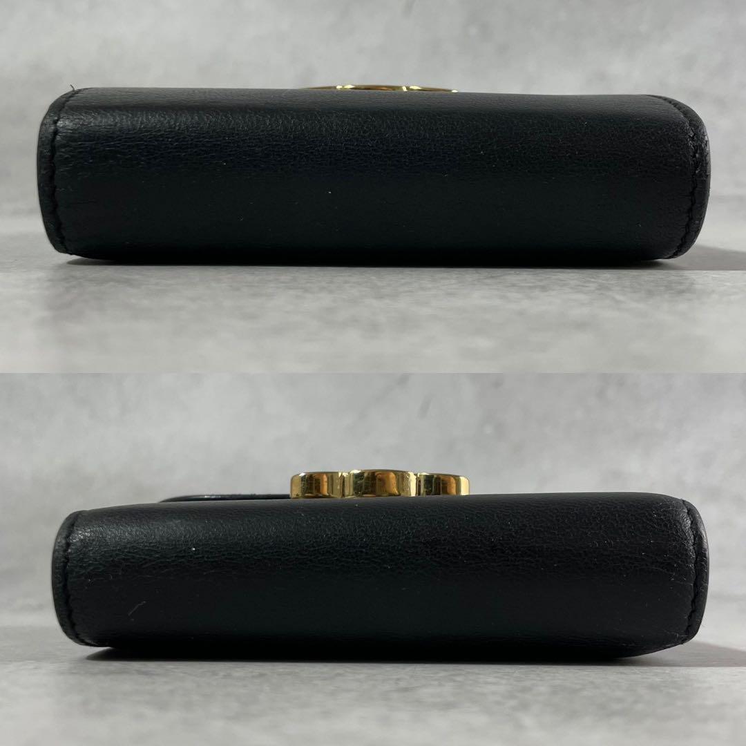 【美品】セリーヌ 三つ折り 財布 トリオンフ レザー 本革 ブラック 黒色