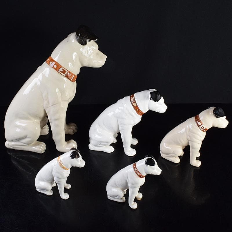 アンティーク　陶器製　ビクター犬　ニッパー君　大中小11点　M　R7698B
