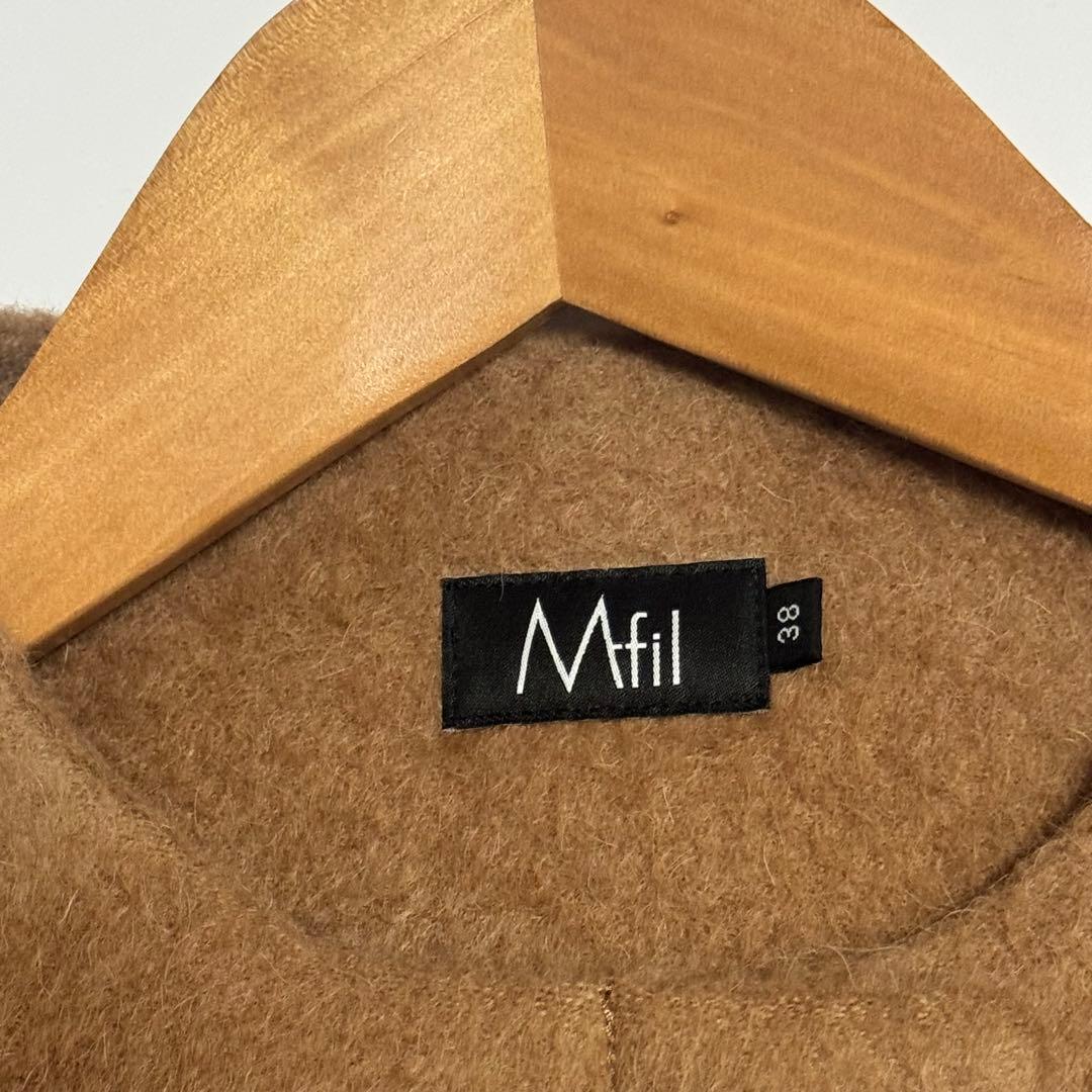 Mfil アルパカ ノーカラーコート フォックスファー キャメル　エムフィル