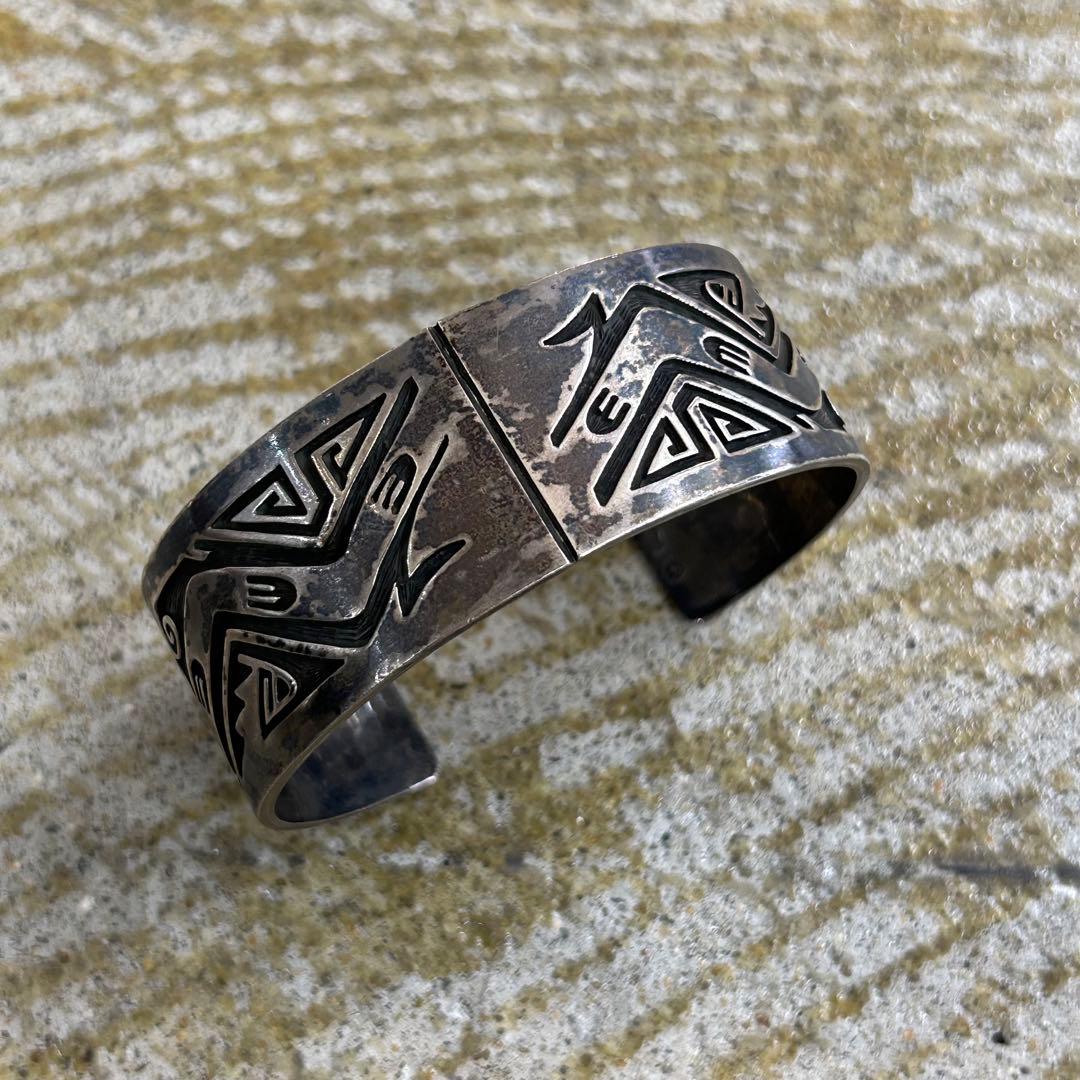 ホピ族　オールド　オーバーレイバングル　インディアンジュエリー