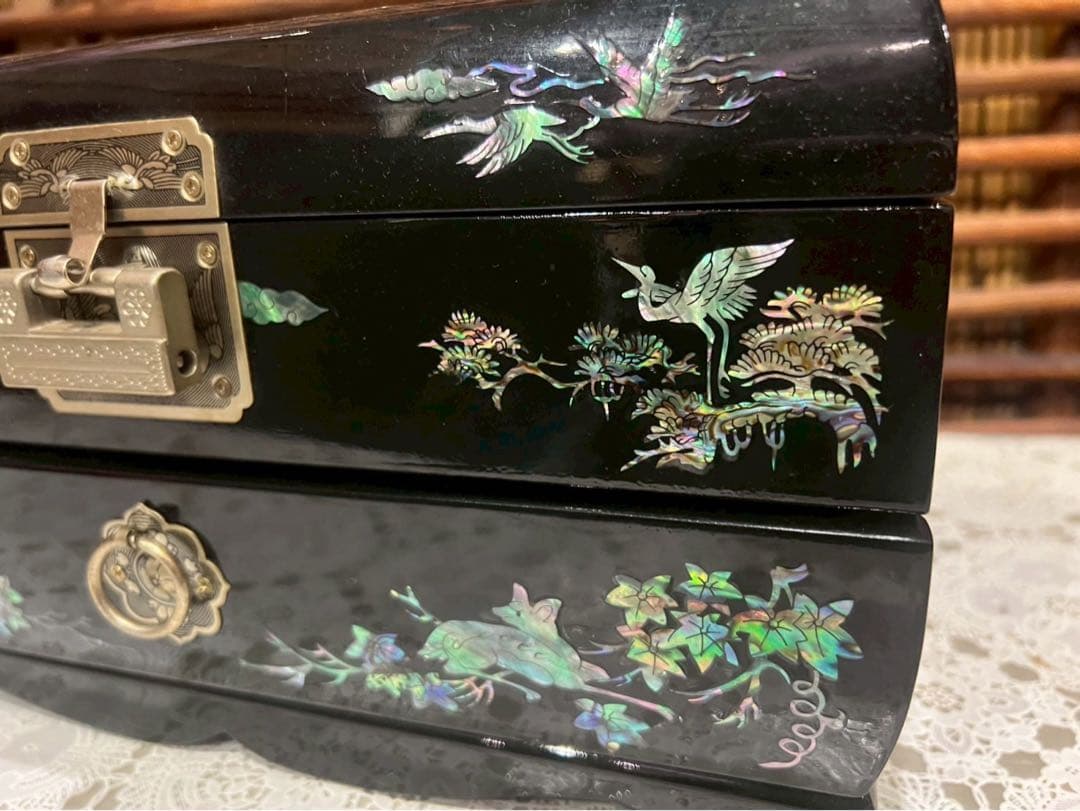 螺鈿細工 ジュエリーボックス 孔雀 花鳥 伝統的 韓国 工芸品