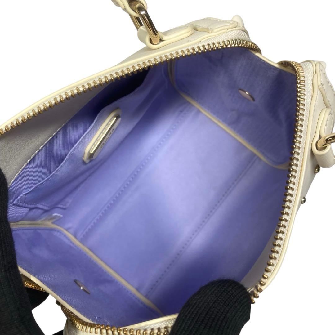 現行 美品 DIANA 2way ミニボストン バッグ グリッター アイボリー