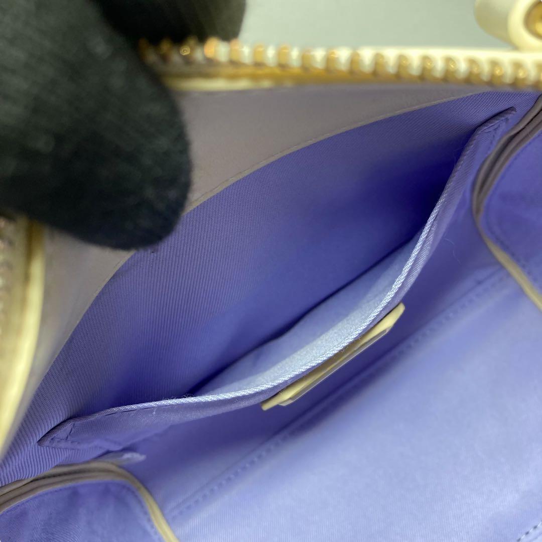 現行 美品 DIANA 2way ミニボストン バッグ グリッター アイボリー