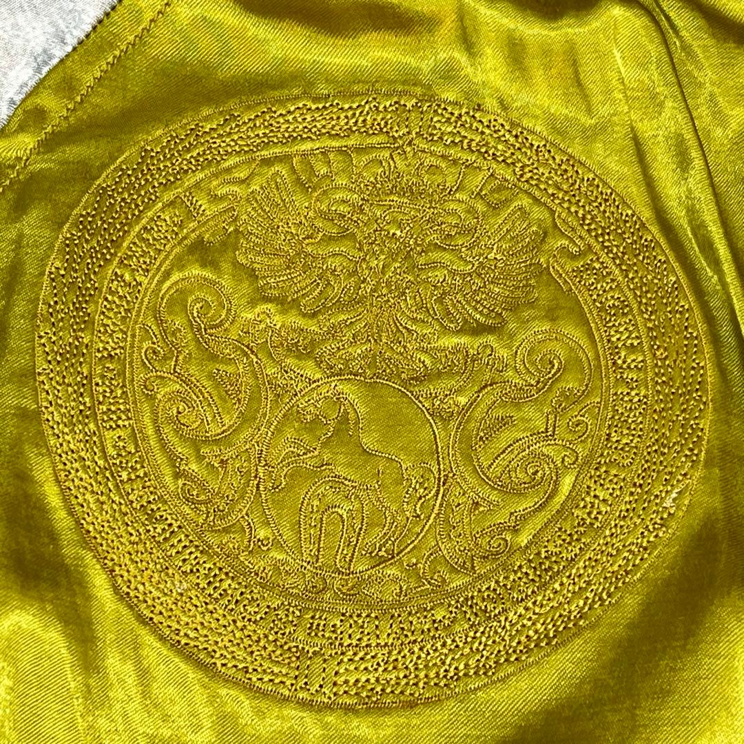 448 HOUSTONスカジャン リバーシブル仕様 蛇×ドクロ×観音 緑×黄