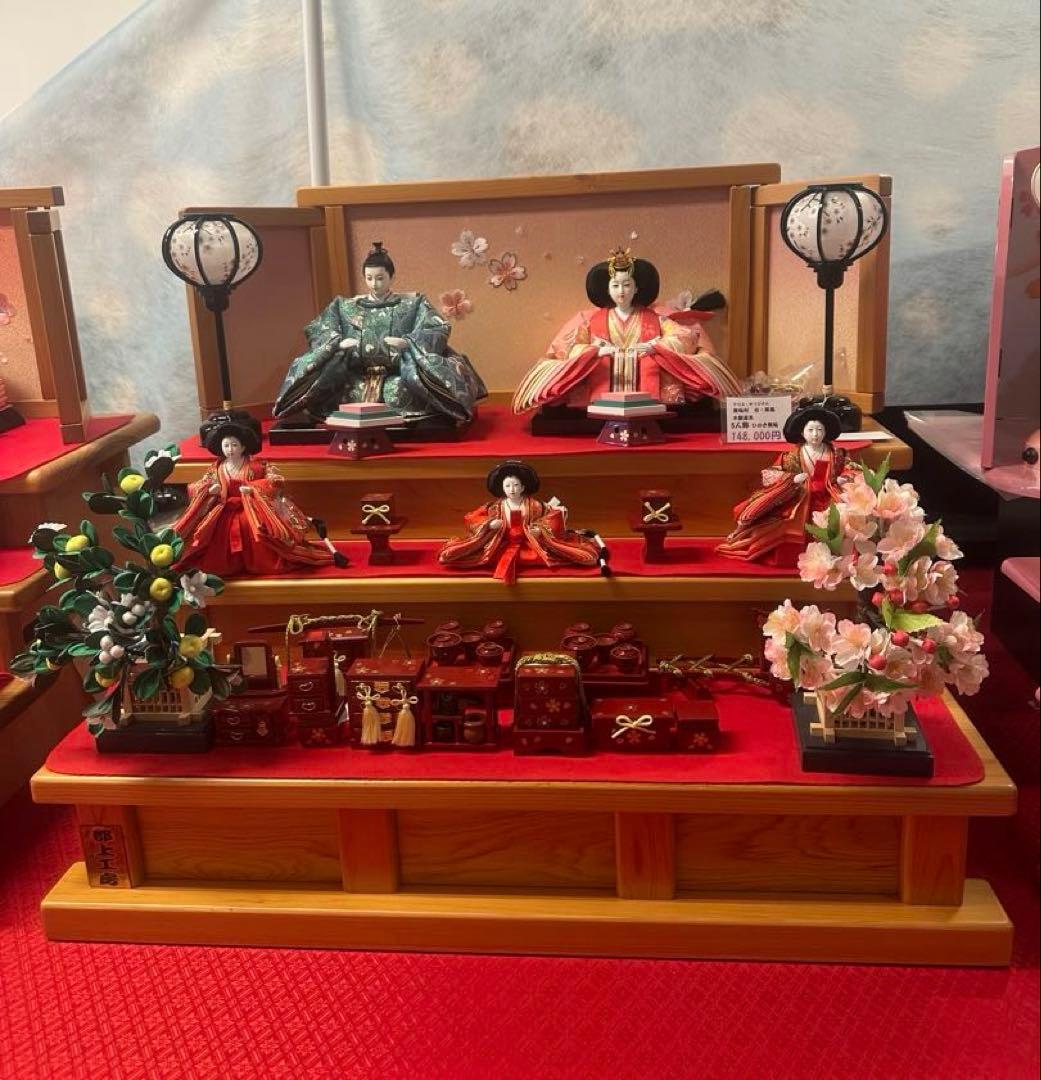 雛人形 五人飾り 三段飾り ひな祭り ひな人形セット 木製台 新品未使用