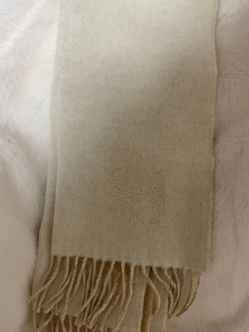 LOEWE アイボリー ウール マフラー
