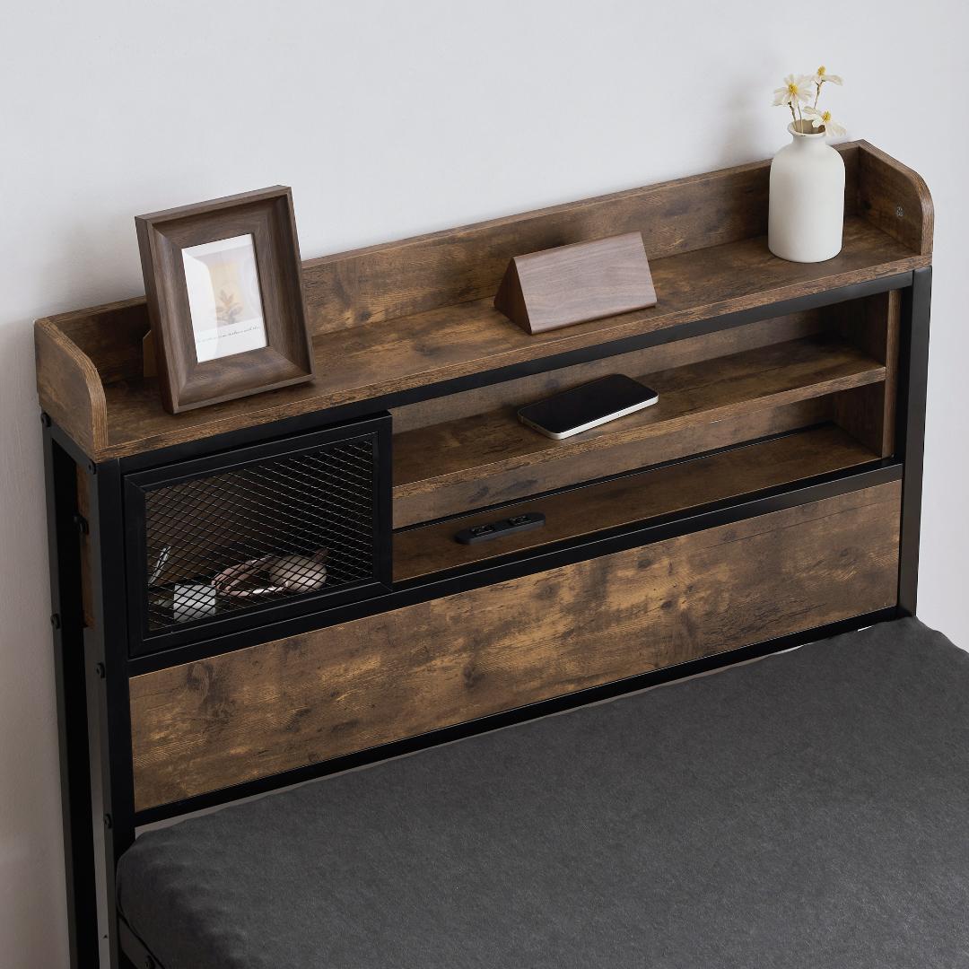 超赤字！S ベッドフレーム シングル シングルベッド ンセント・宮付き　北欧風