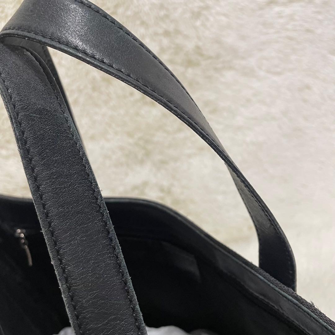 CELINE セリーヌ マカダム柄 トートバッグ ブラック レザー切替 A4可
