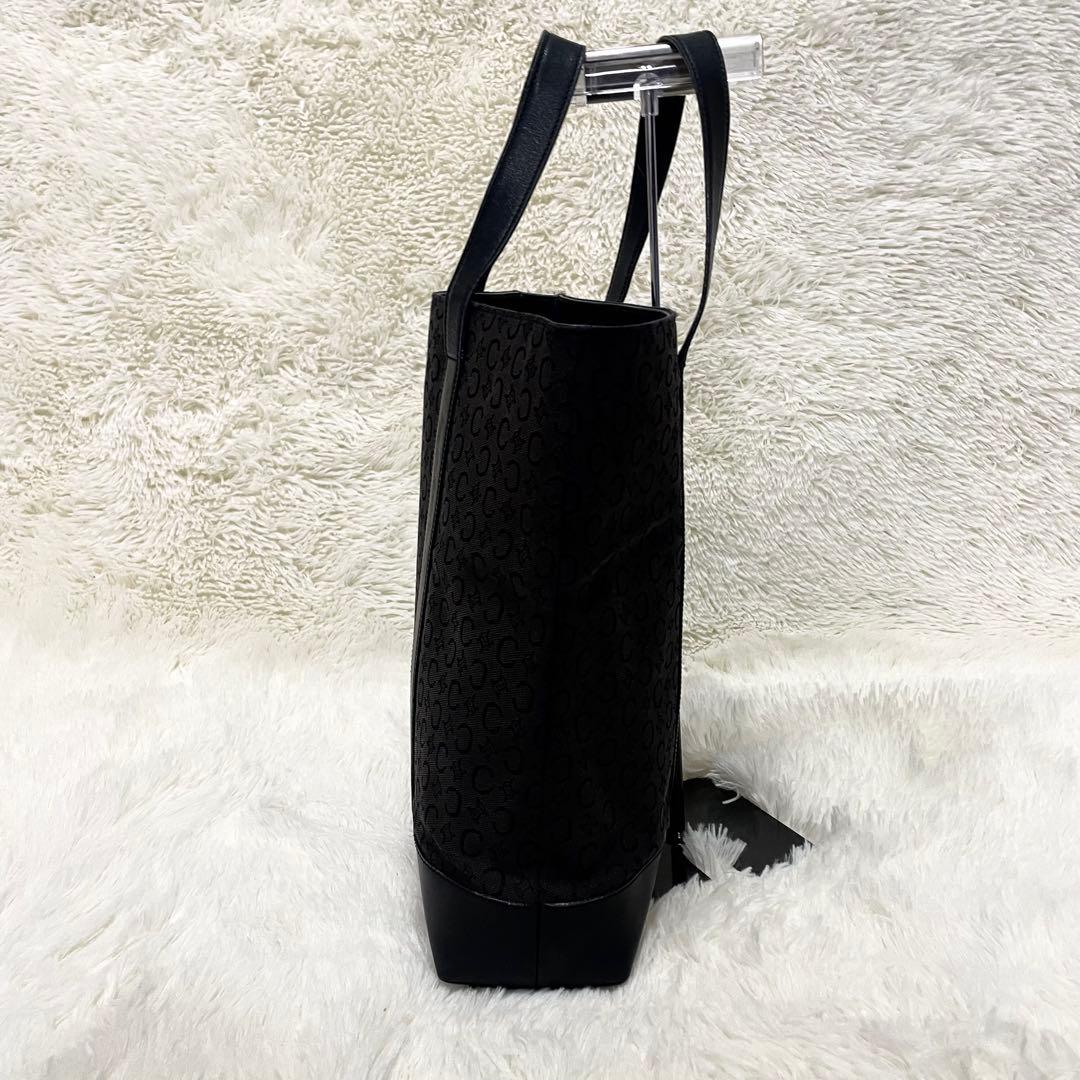 CELINE セリーヌ マカダム柄 トートバッグ ブラック レザー切替 A4可