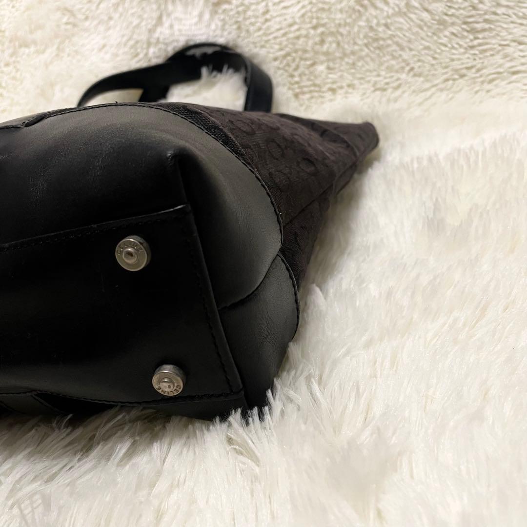 CELINE セリーヌ マカダム柄 トートバッグ ブラック レザー切替 A4可