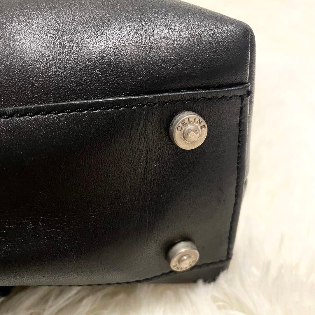 CELINE セリーヌ マカダム柄 トートバッグ ブラック レザー切替 A4可