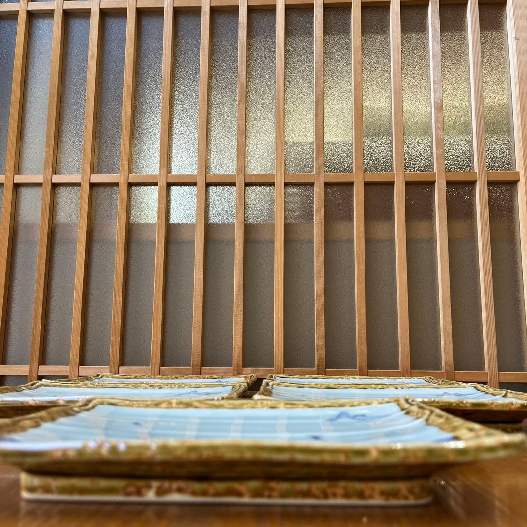 有田焼　其泉窯　伊良保山水焼物皿揃　貝山作　角皿5枚