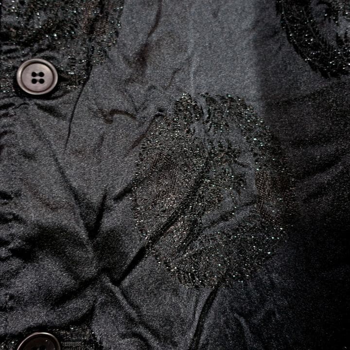 【mocomocosan】ブラックコムデギャルソン　春夏　龍刺繍後染めロン