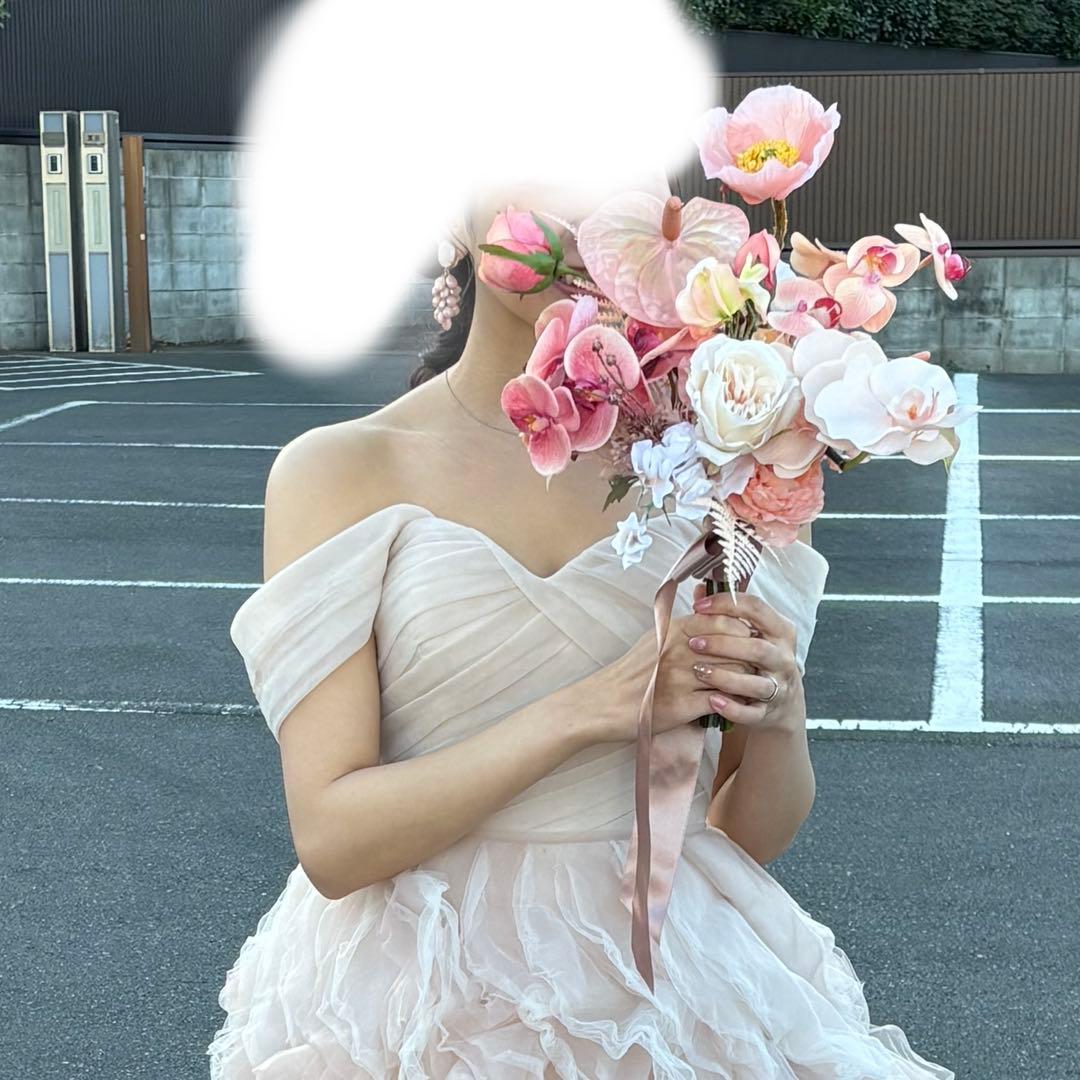 アーティフィシャルフラワー　高級造花　ブーケ　ブートニア ピンク　ピーチカラー