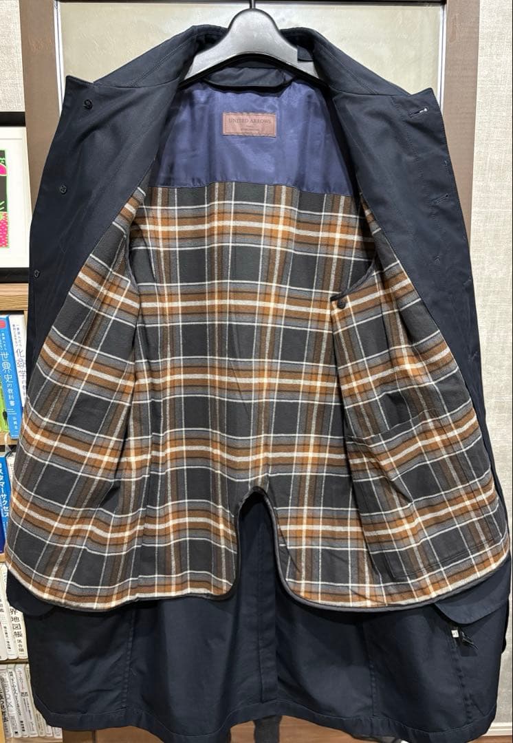 UNITED ARROWS ハーフ ステンカラーコート　撥水　ネイビー