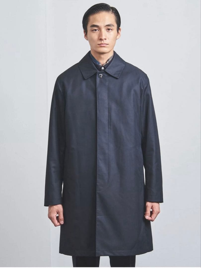 UNITED ARROWS ハーフ ステンカラーコート　撥水　ネイビー