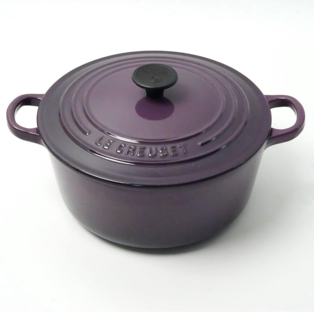 【美品】LE CREUSET　ココット ロンド カシス　22cm