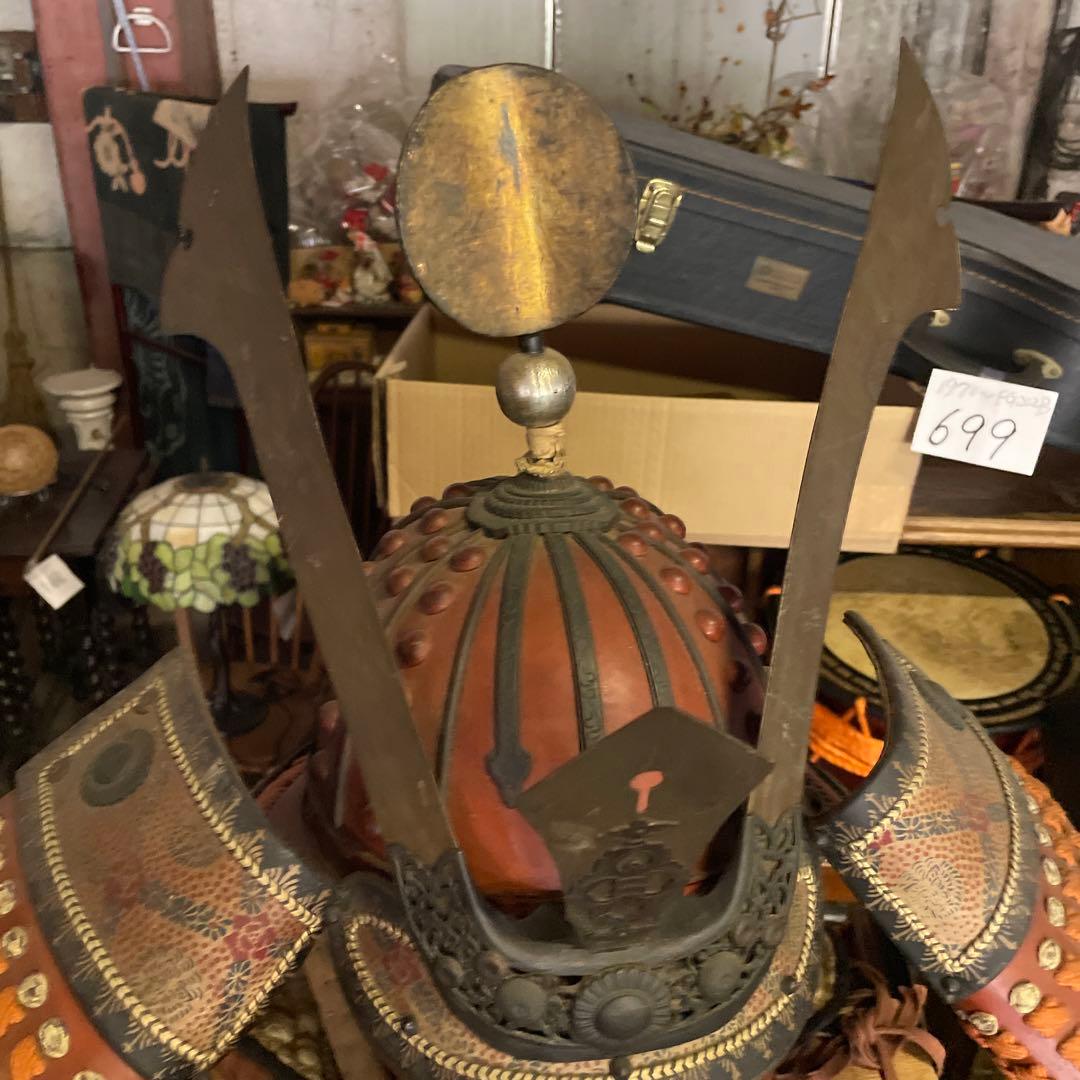 等身大赤備え鎧一式/赤塗龍文二枚胴独鈷文前立て兜/甲冑 鎧兜 着用可能 元箱付き