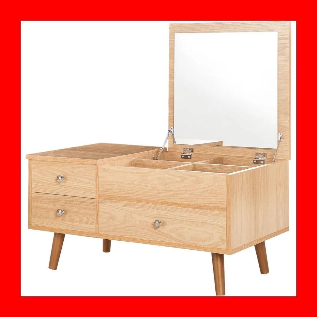 ドレッサーテーブル 化粧台 ローテーブル コンパクト 引き出し付き 棚付き