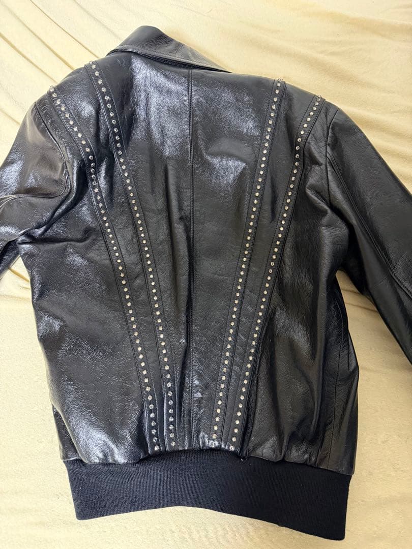 celine 19ss ラインストーン　レザージャケット　44
